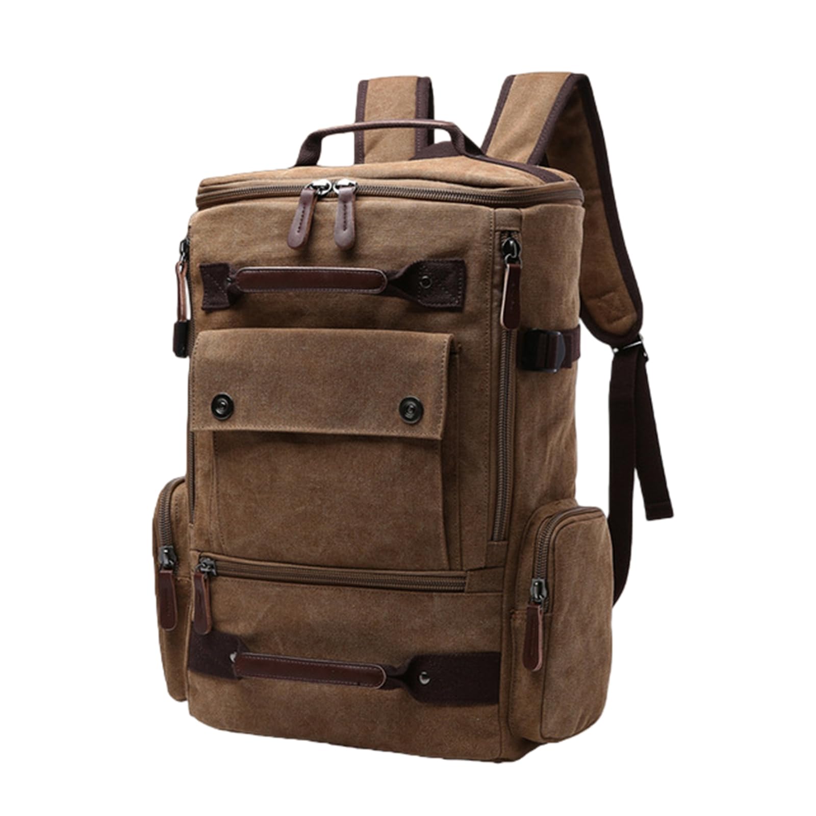 Gyios backpack Vintage Canvas Laptop Backpack, Large Capacity Multifunctional Rucksack For School, Travel And Daily Use-coffee