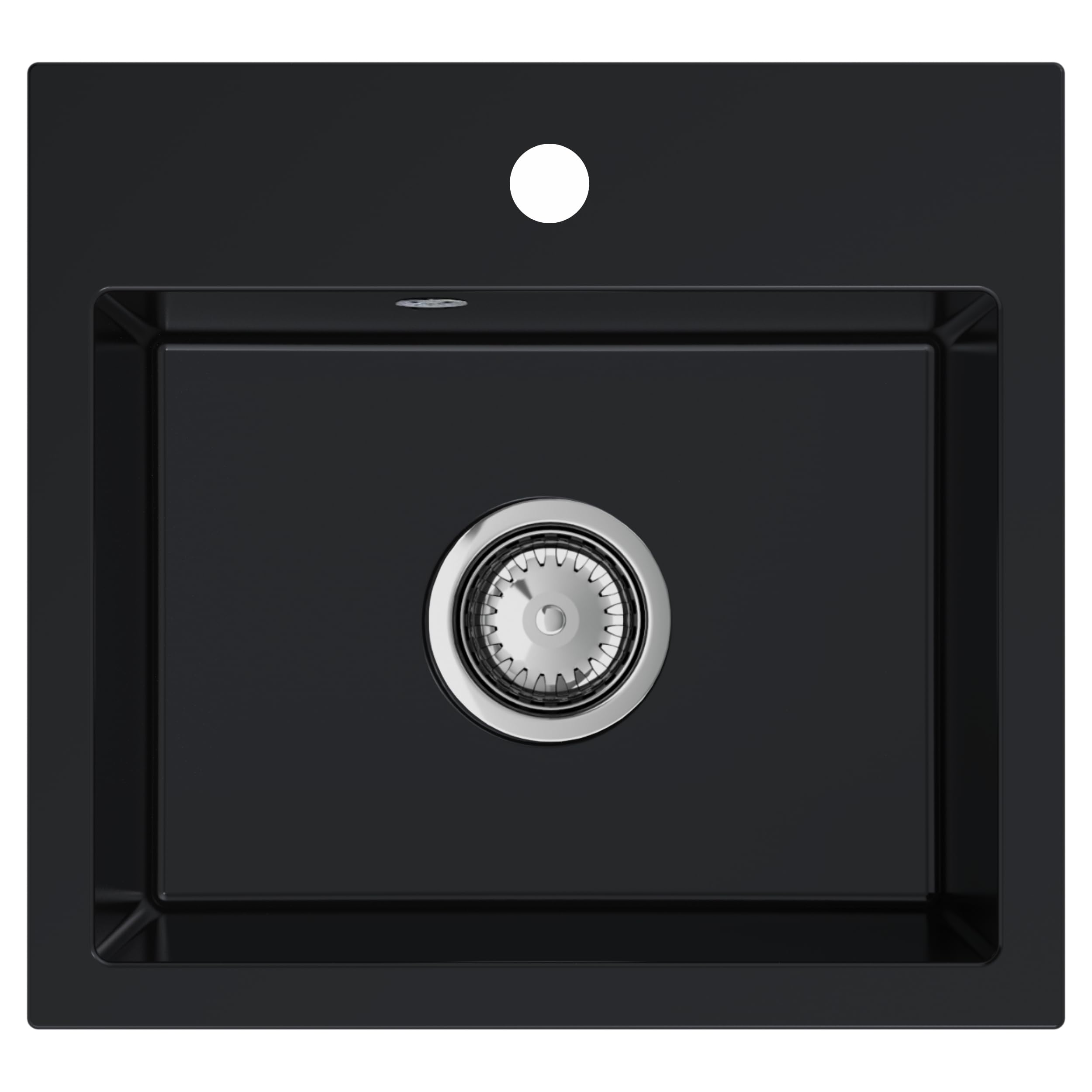SINK Quality zlewozmywak czarny 45 × 42 cm – zlewozmywak z syfonem – umywalka do szafki pod umywalkę od 45 cm – zlewozmywak granitowy 1 umywalka – czarny zlew bez ociekacza