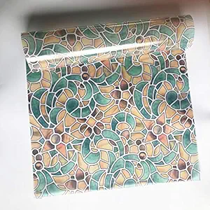 lsrrret Stained Glass Window Film,Decorative Privacy Opaque Film Static Cling Glass Sticker Colourful Church Style Pattern for Glass Door Home House Ofiice (23.6X118inches(60X300cm))