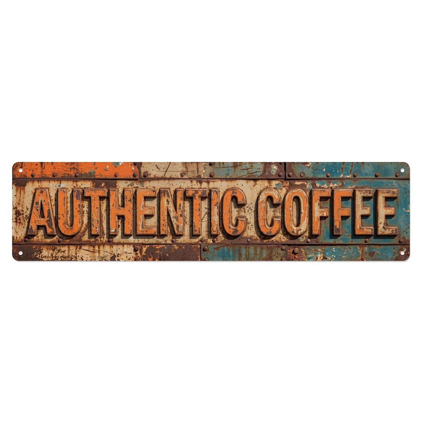 Authentic Coffee Industrial Metal Tin Sign