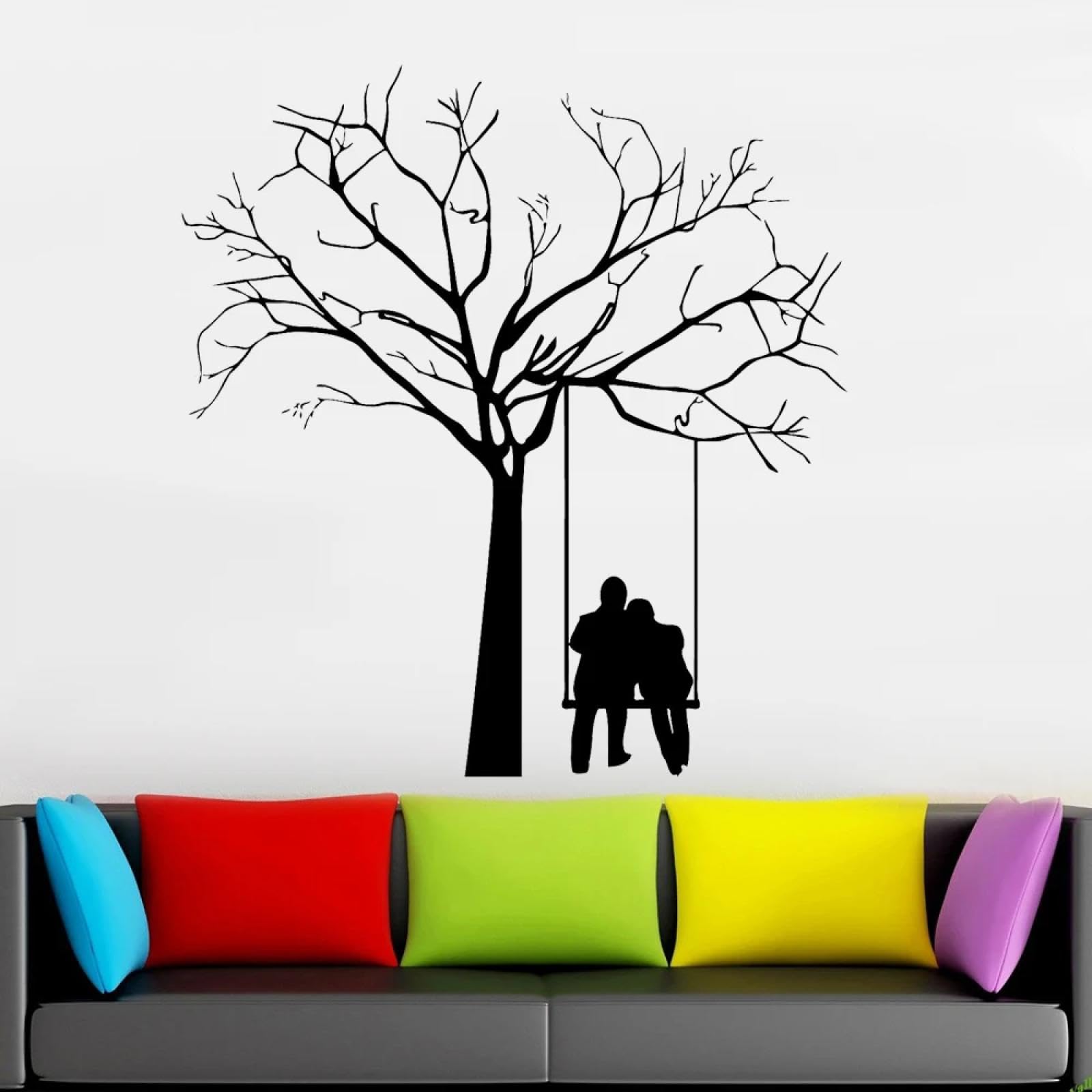 WEIMEIJIE Tree wall Stickers, Romantic Couple Love Nature Style Vinyl wall Stickers, Living Room and Bedroom wall Art Decals