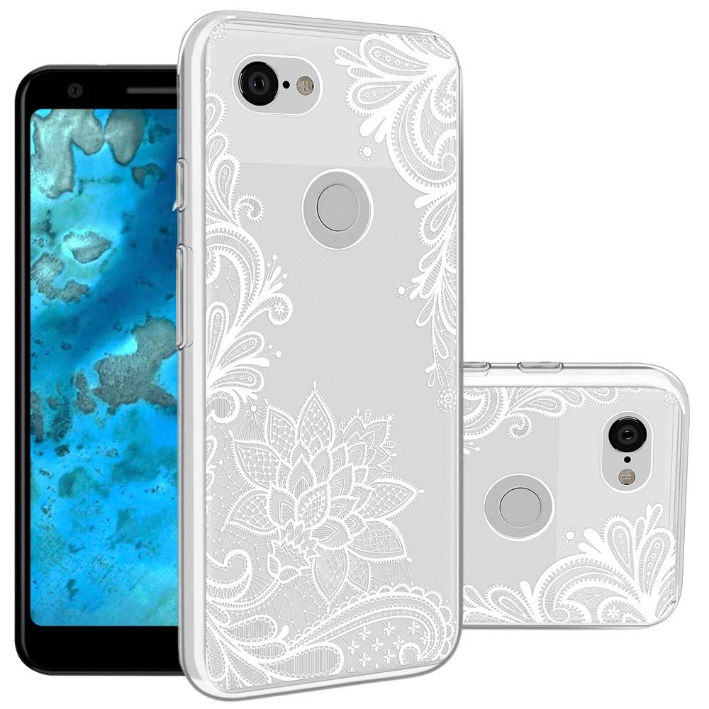 TOPNOWGoogle Pixel 3a Case, Shockproof Ultrathin Soft TPU Advanced Printing Pattern Cover Phone Case for Google Pixel 3a - White Flowers