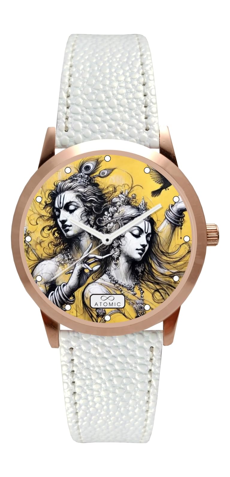 Atomic Rosegold Jaipuri Print dial Analog Watch for Girls & Women | with Stylish White Strap | S-18-picture-37