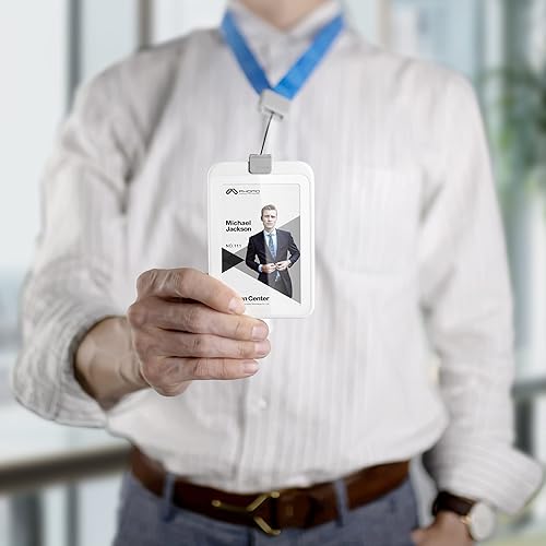 Miniatura 6 de Phomo Portatarjetas de identificación autoretráctiles con clip de carrete de mosquetón y cordón para insignia, soporte para tarjetas de