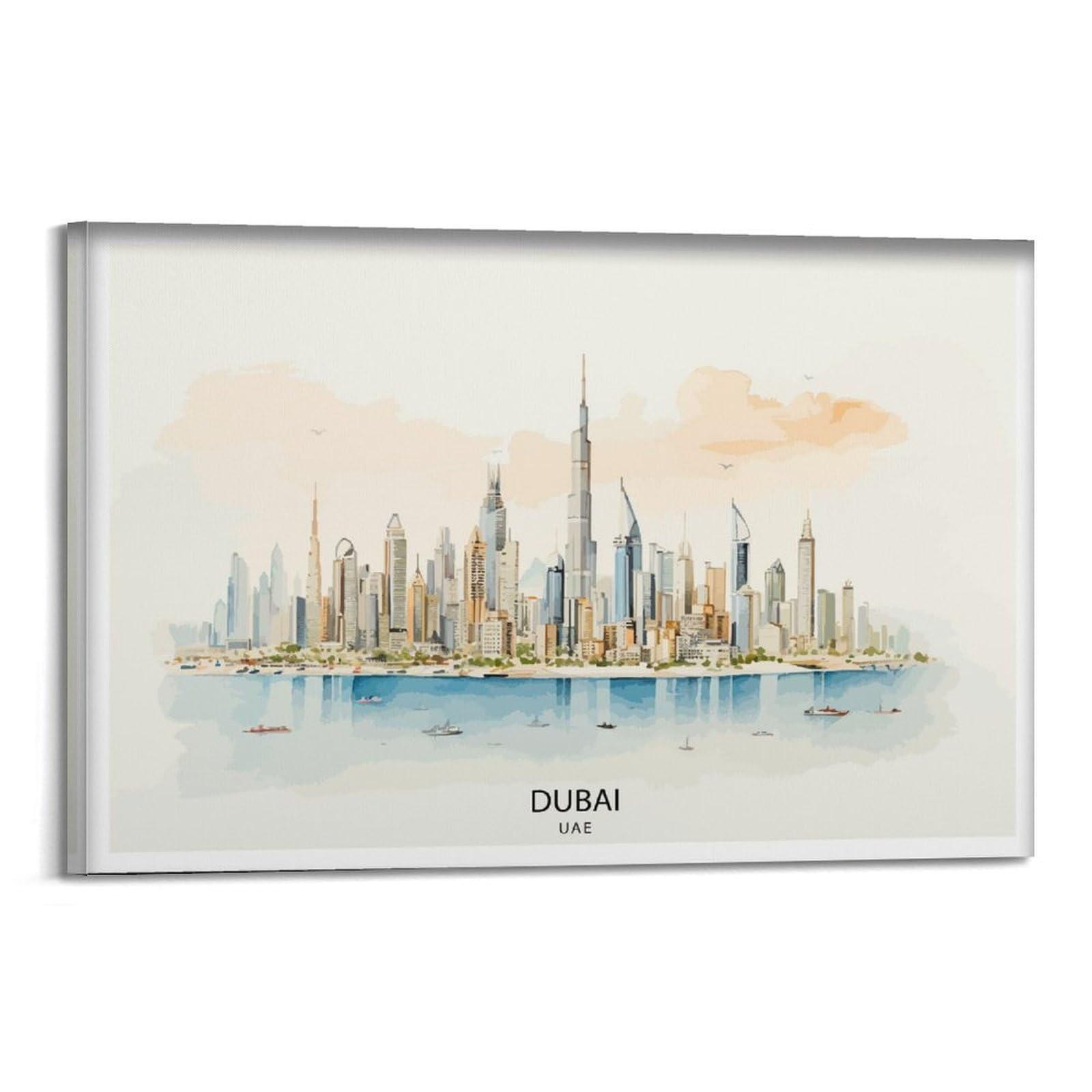 Dubai UAE Modern Cityscape Skyline Burj Khalifa United Arab Emirates Luxury Urban La_3 Canvas Poster Wall Art Prints Room Aesthetic Murals Bedroom And Living Decorations 20x30inch(50x75cm)