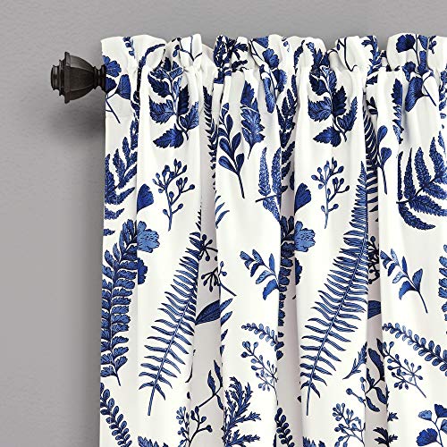 Lush Decor White-and-Navy Devonia Room-Darkening Window Curtain Set (95" x 52"), W 52" x L 95" (1 Panels) - Image 4