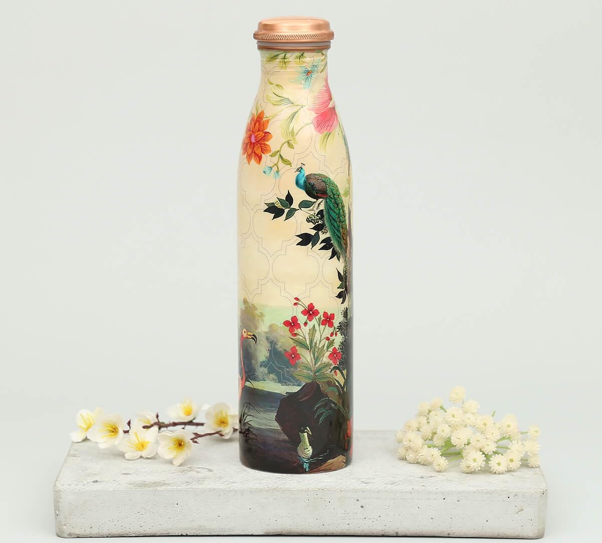 India Circus by Krsnaa Mehta River Bank Silvassa Copper Bottle | Designer Digital Printed Enameled finish Tamba Bottle | Gift for Men & Women (950 mL, 1Unit, Multicolour, Pack of 1)