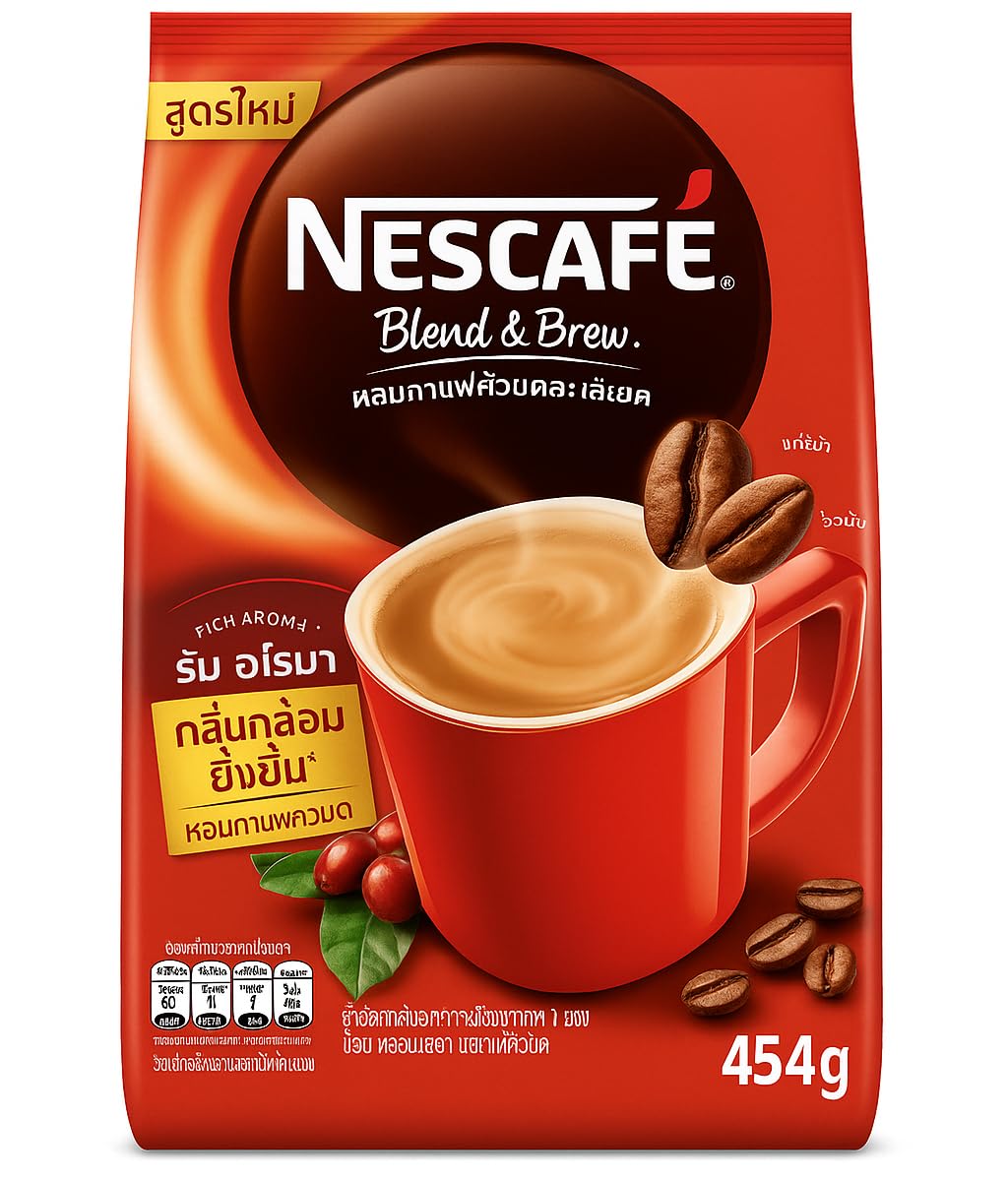 NESCAFE Blend & Brew Rich Aroma Instant Coffee 27 Sticks 454g Bag By COUGAR | 3-in-1 Coffee Mix with Milk & Sugar | Smooth & Creamy Taste | Single Serve Sticks | Perfect for Home, Office, Travel & Gifting | (Imported-THAI)-picture-32