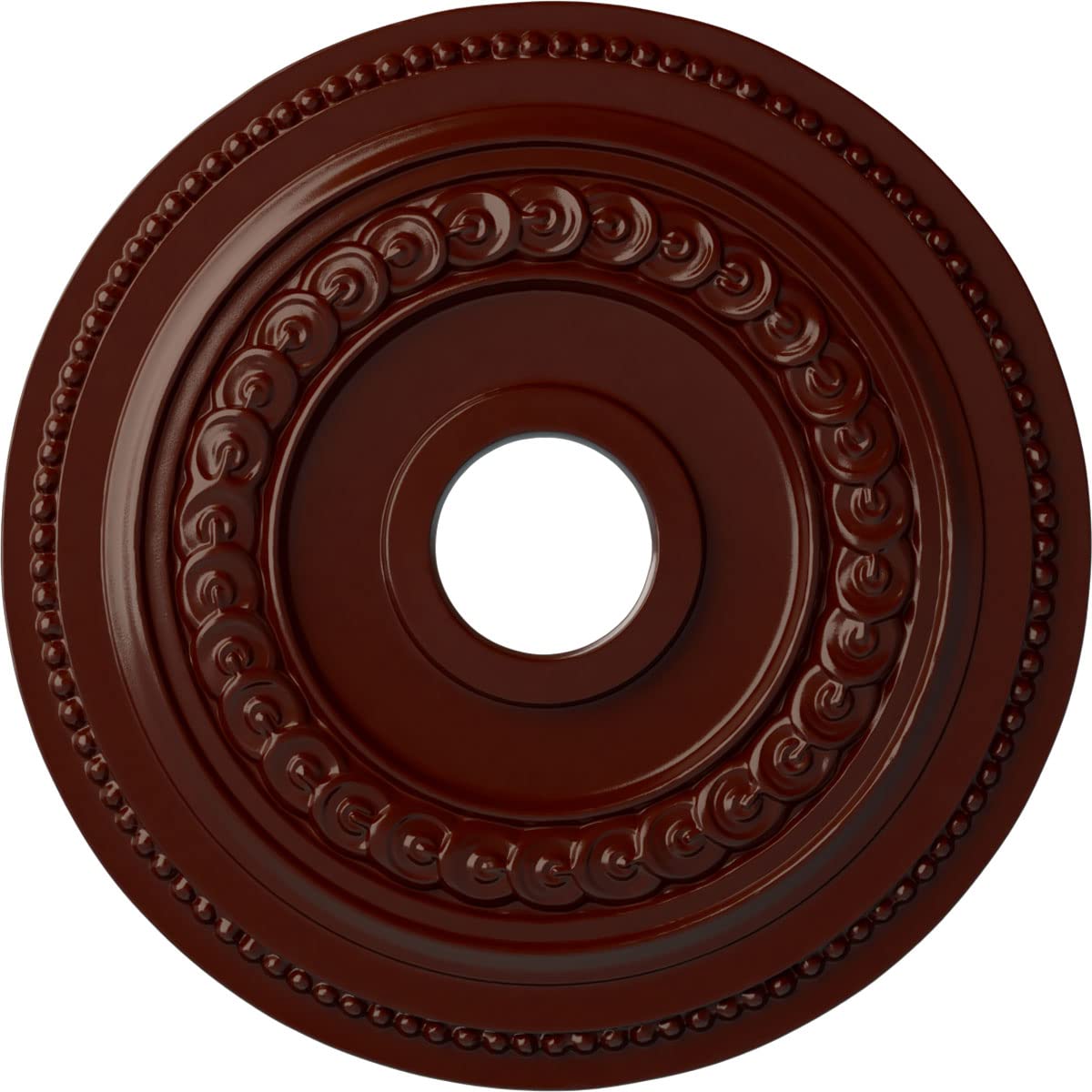 Ekena Millwork CM18OL1BMF Oldham Ceiling Medallion, 18"OD x 3 3/8"ID x 7/8"P, Hand-Painted Brushed Mahogany