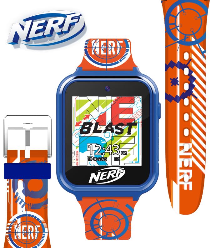 NERF Kids Smart Watch - Interactive Touchscreen with 26 Games, Camera, Step Counter, Music, Alarm, and Action-Ready Silicone Strap - Fits Wrists 5.5" to 8.0"3