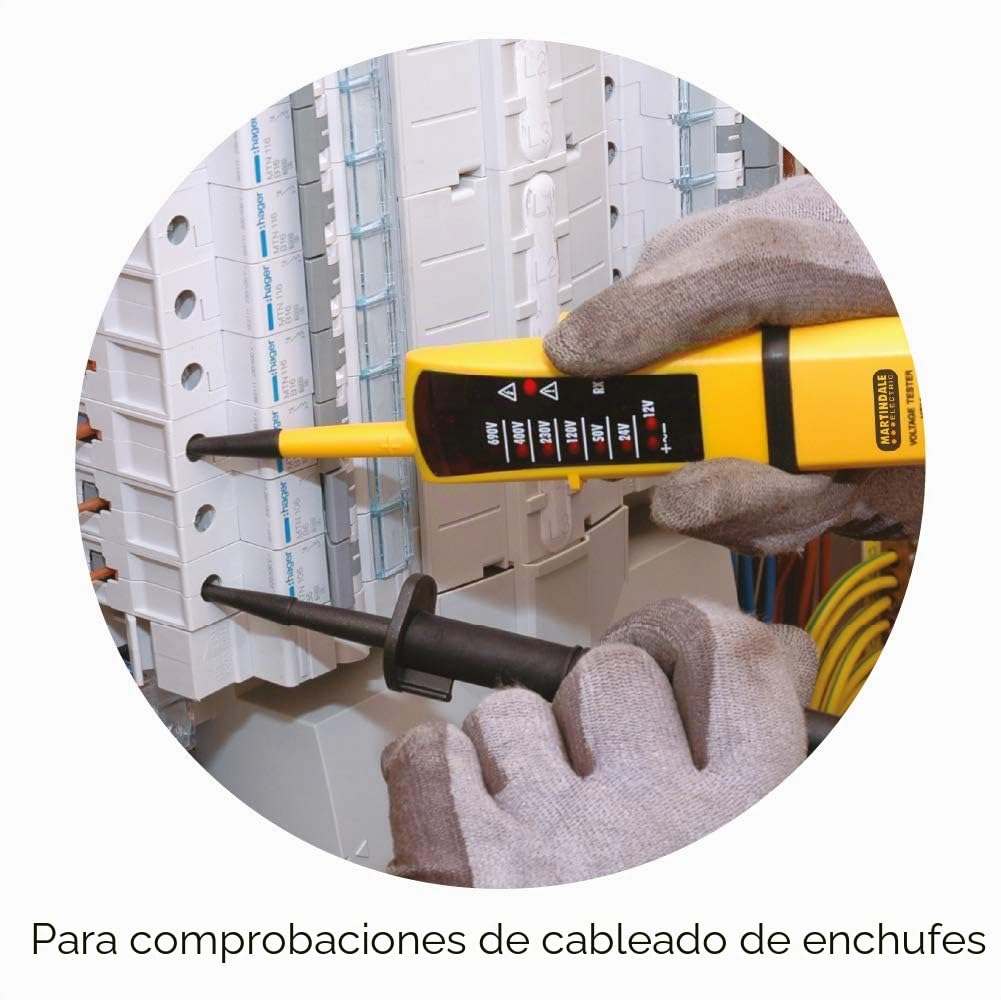 Martindale VT12 - Probador de voltaje y continuidad de dos polos, color amarillo