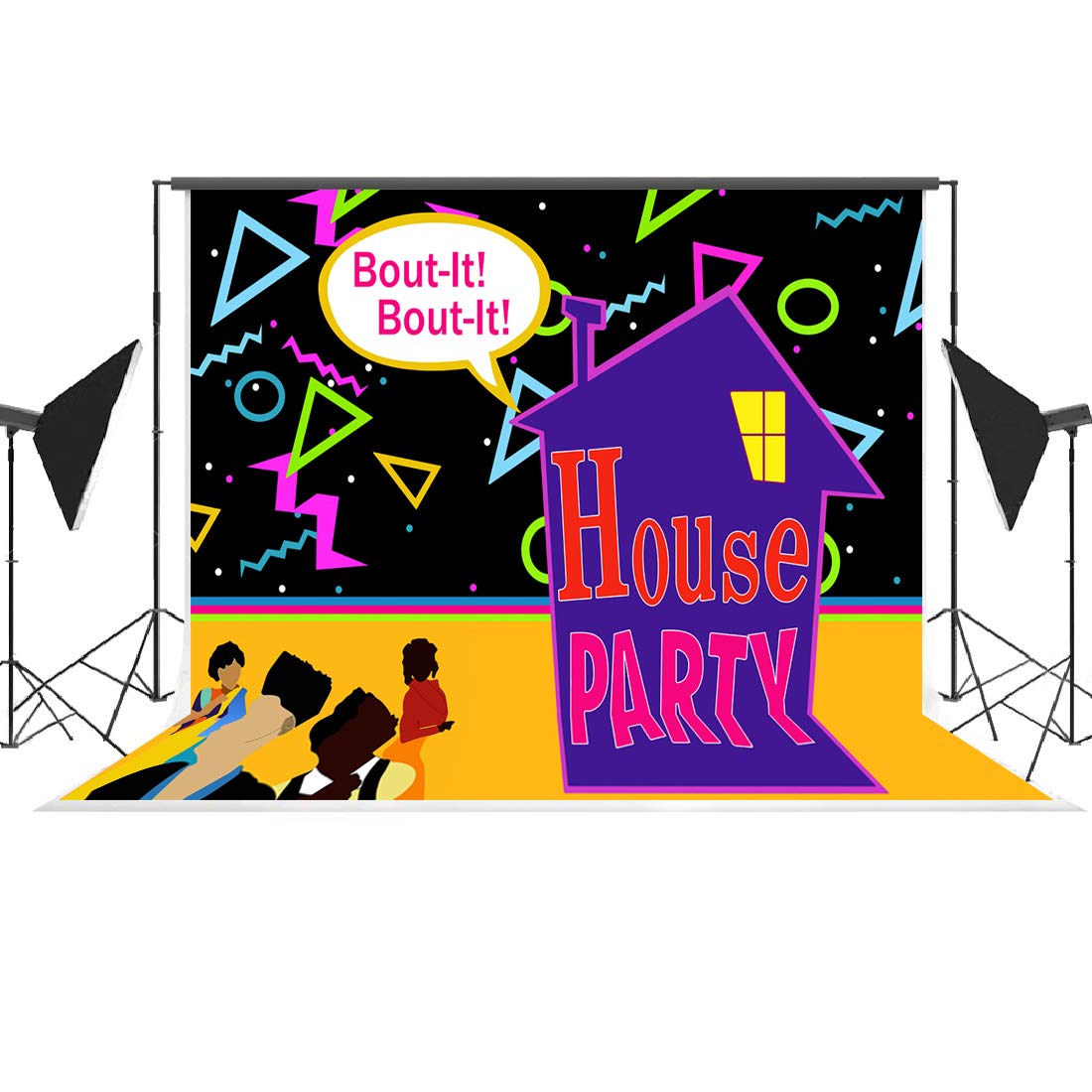 Fondo de Fotos para Fiesta de Familia de los años 90 con diseño de casa de Rebote, Fondo de Fiesta de cumpleaños, decoración, decoración de Fiesta, Accesorios para Cabina de Fotos