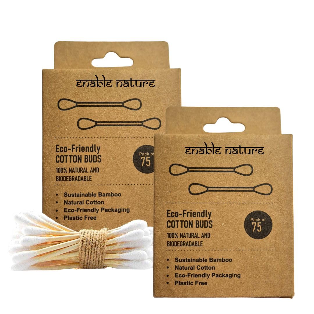 Enable Nature Bamboo Cotton Earbuds | 150 sticks and 300 swabs | Multipurpose Bamboo Cotton Swabs | Pack of 2-image-47