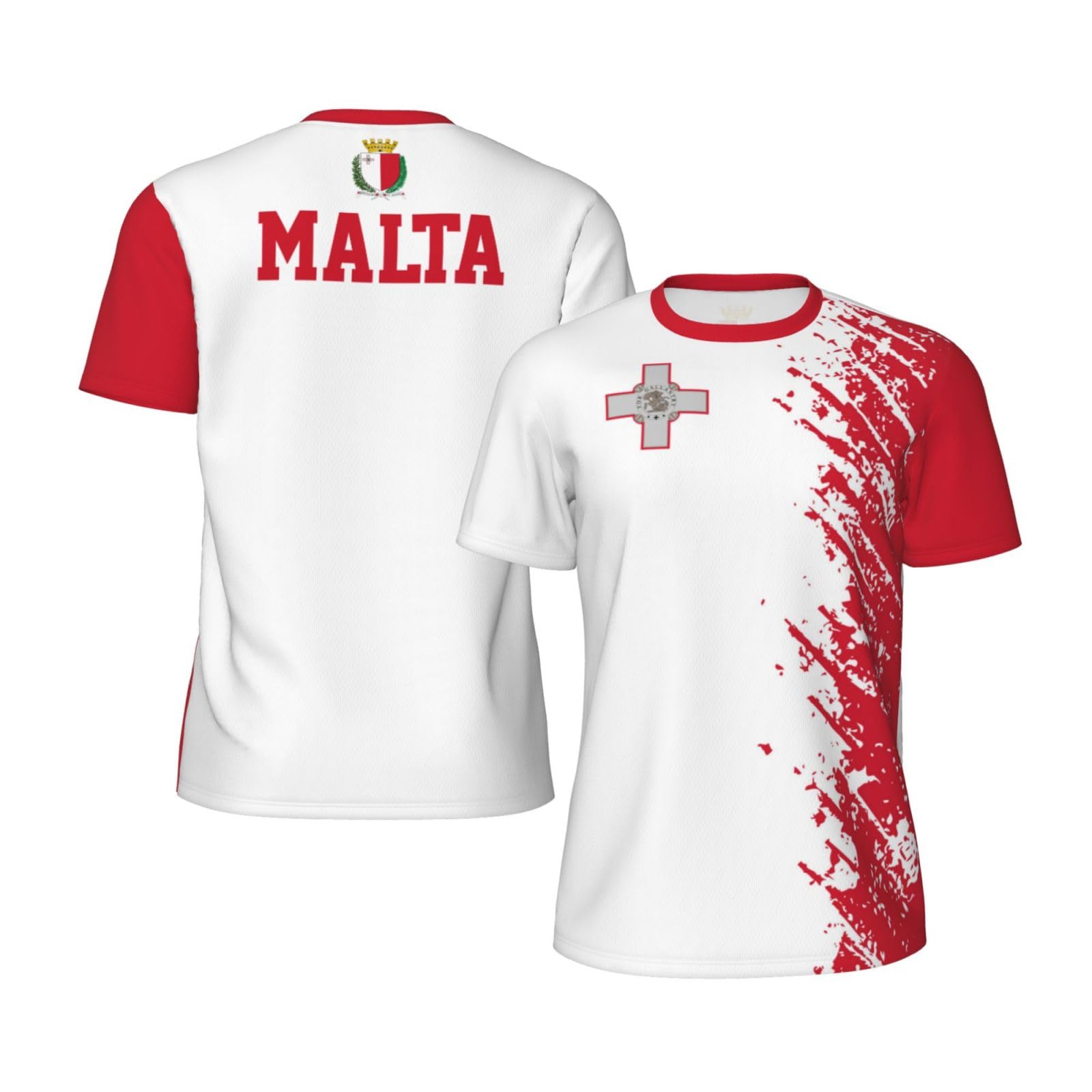 DABOYOZHZH Malta Flag Grain Sports Jersey Mesh T-Shirt 3D Print for Running Cycling Soccer Tennis Fitness Climbing Shirts