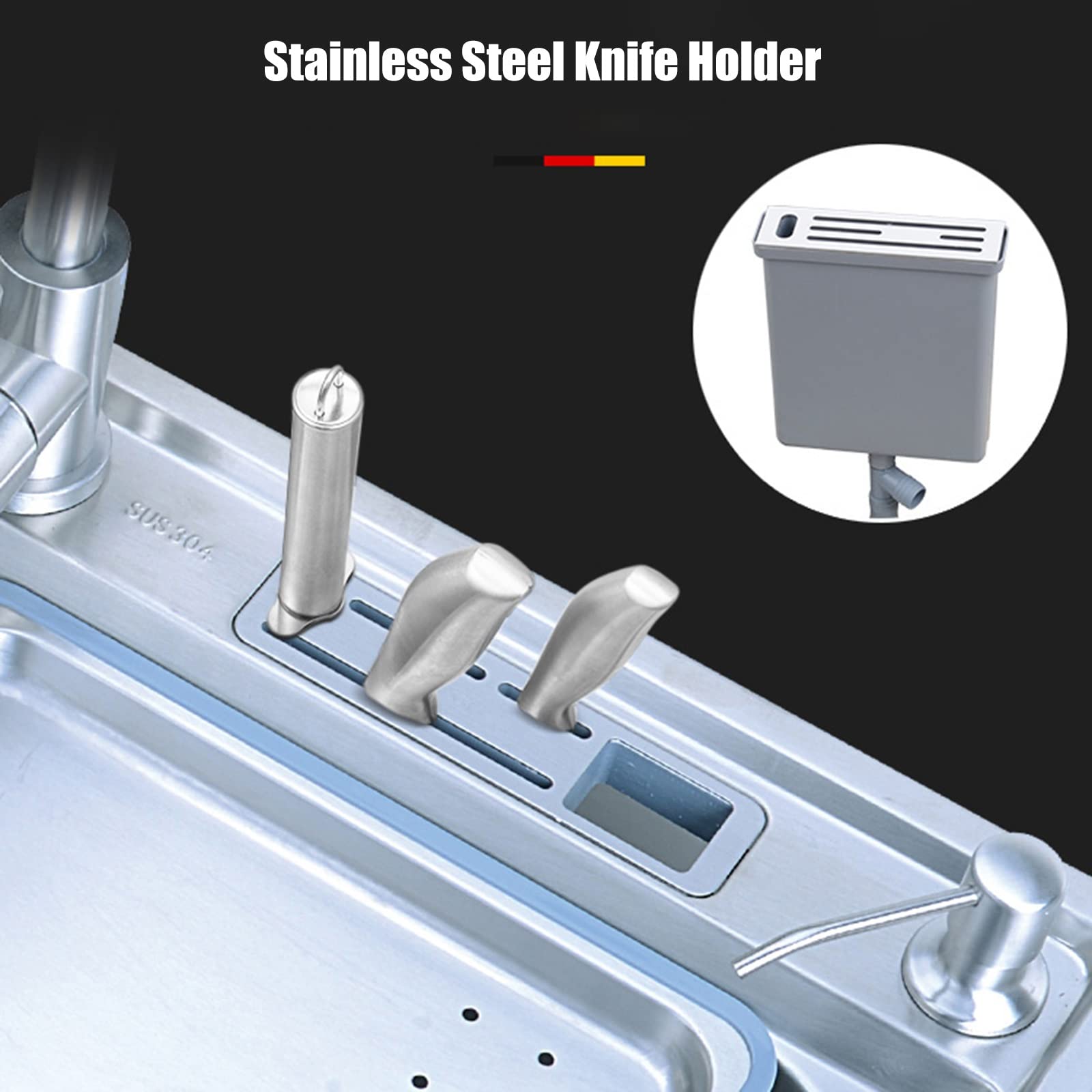 Fregadero de Cocina Kit de Desagüe para Fregadero de Barra de un Solo Seno Empotrable o Bajo Montaje, para Bares, Balcones/Plata/78X48X22Cm