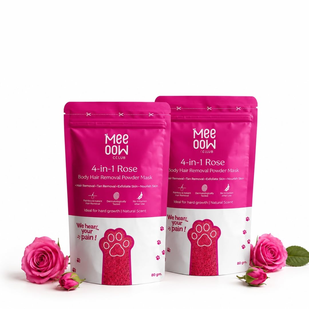MEEOOW CLUB 4-in-1 Rose Body Hair Removal Powder Mask for Women | Removes Unwanted Hair, Exfoliate & Nourish Skin | For Arms, Legs & Underarms | 80 g Each, Pack of 2-picture-31