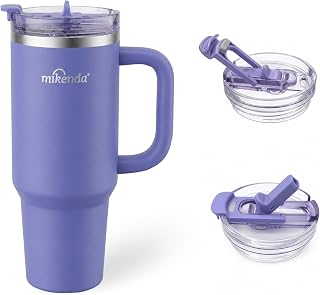 Insulated Tumbler with Straw | Double Wall Stainless Steel Travel Mug | Leak Proof Lid, 24hr Cold & 12hr Hot | Reusable Water Bottle for Office, Gym, Hiking (blue purple, 40, Fluid Ounces)