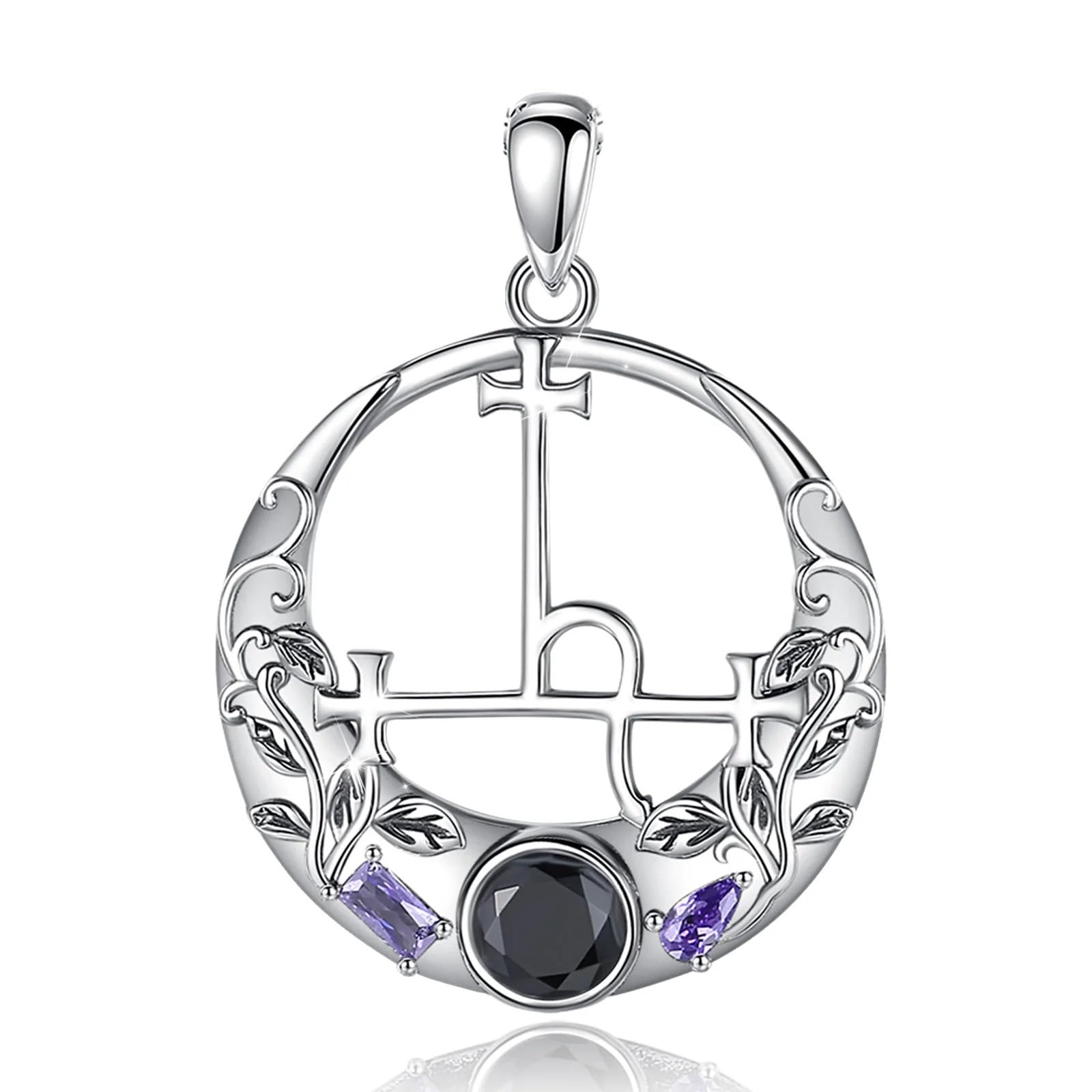 Collana con sigillo Lilith in argento sterling 925 Gioielli vintage con ciondolo con sigillo lunare demone for donna uomo