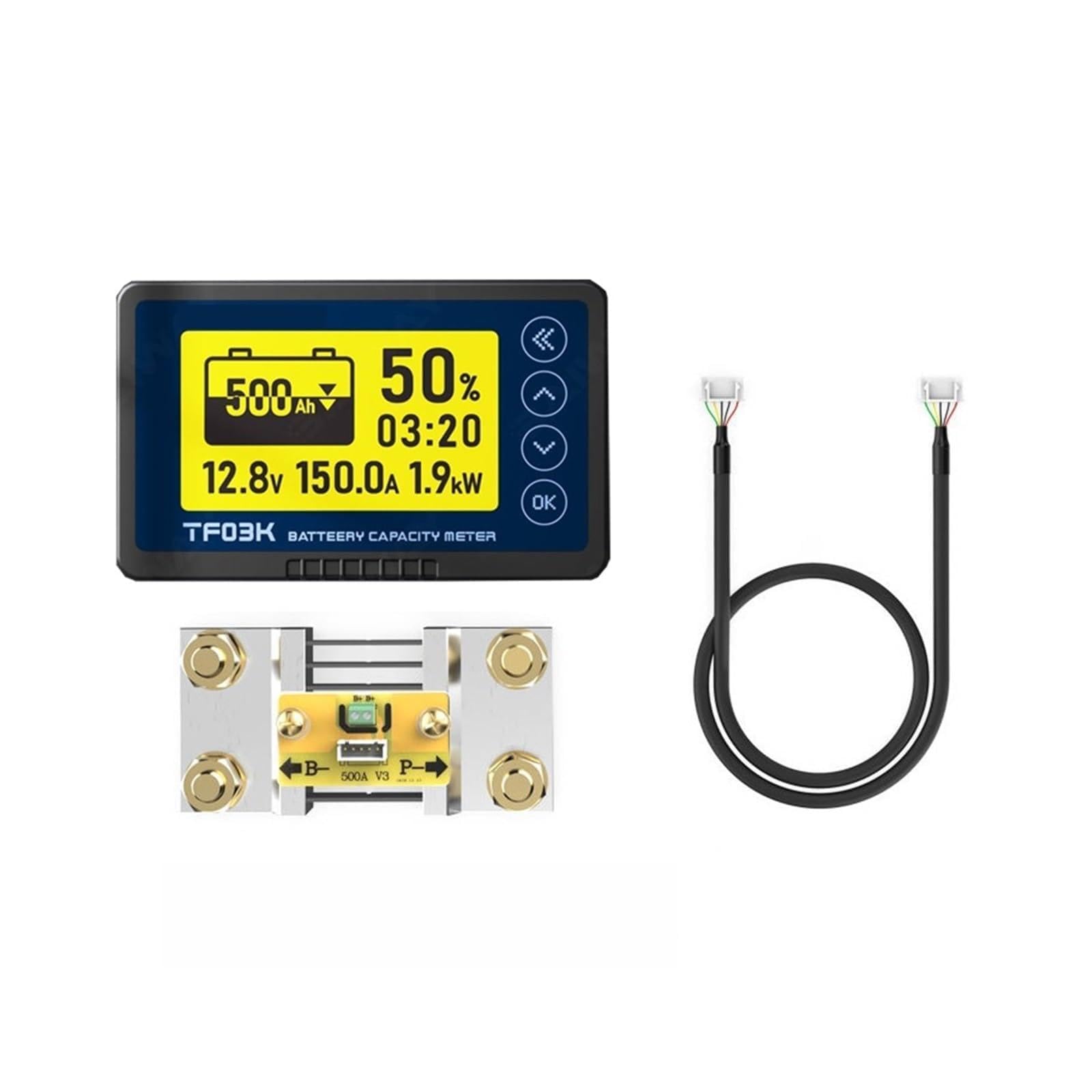 Comprobador de Baterias, Contador de Coulomb DC8-120V, indicador de capacidad de batería, je y corriente, 50A/100A/350A/500A, for vehículos eléctricos.(500A(0-750A))