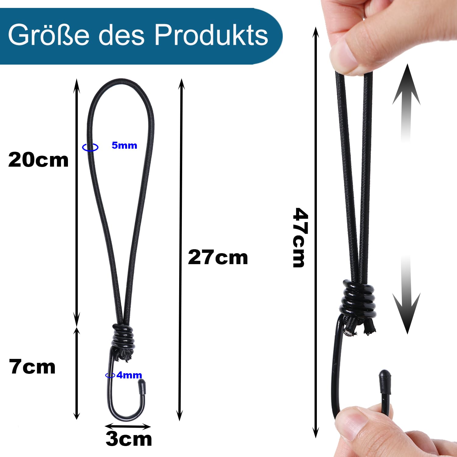 BYZANDQI Set of 12 Tensioning Straps with Hooks, 27 cm Expander with Hooks, Tarpaulin Tensioner with Spiral Hooks - Image 2