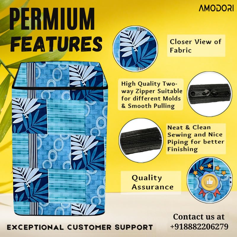 Image of Waterproof Top load washing machine cover Compatible for TOSHIBA 7 kg (AW-K801A-IND(SG) floral Blue Multi Print