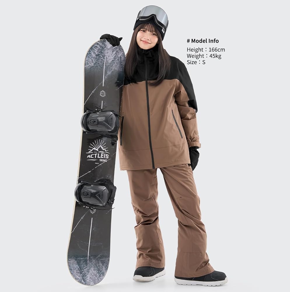【美品】アクレイス　スノーボードウェア　上下セット　レディースM ブラック×モカ Amazon.co.jp: [アクレイス] スノーボードウェア スキーウェア