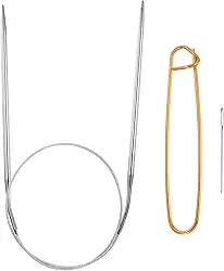 Generic Agulhas de tricô circulares de aço inoxidável de 61 cm, agulhas de tricô 6/4 mm, 14 cm, com suporte de ponto de tricô para tricô rápido, de ponta a ponta, cachecóis, colares