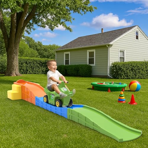 Image of Amazon Brand - Jam & Honey Roller Coaster for Kids |Push On Ride On Car |Foot Rest Support |Backrest |Easy Grip |Safe & Fun Activity |Easy Assemble, Storage |Perfect Indoor & Outdoor Playset |2-6 Yrs