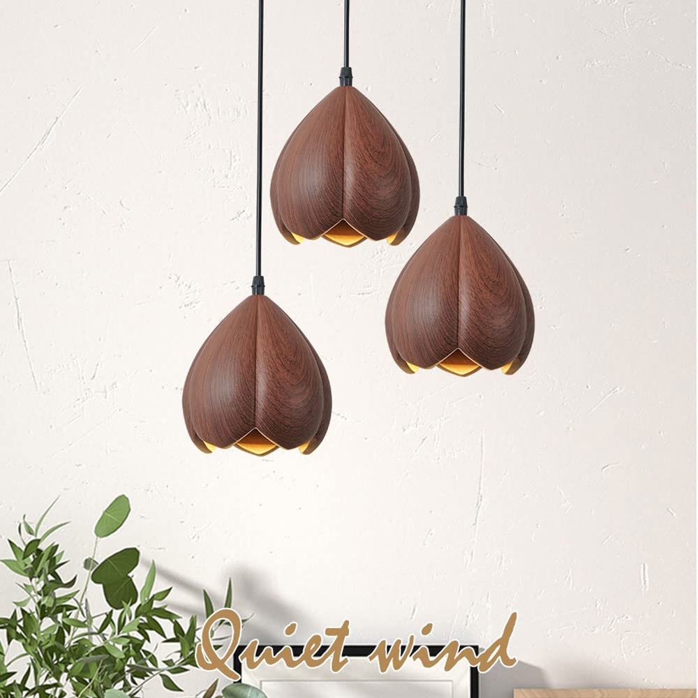Lampy Wiszące W Stylu Rustykalnym, Rustykalna Drewniana Sufitowa, Wisząca Z Małym Płatkiem Kwiatu Do Zlewu Kuchennego Na Wyspie, Zabytkowy Żyrandol Do Jadalni/Restauracji/Pączek Kwiatu