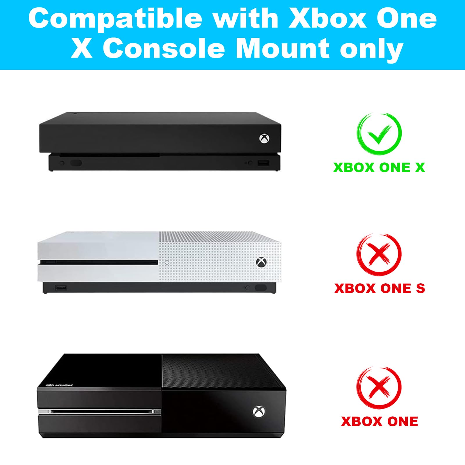 Xbox One X Wall Mount/Wandhalterung/Halterung, Vertikalständer, Konsolenständer, Vertikale Wandhalterung mit für Xbox One X Konsole