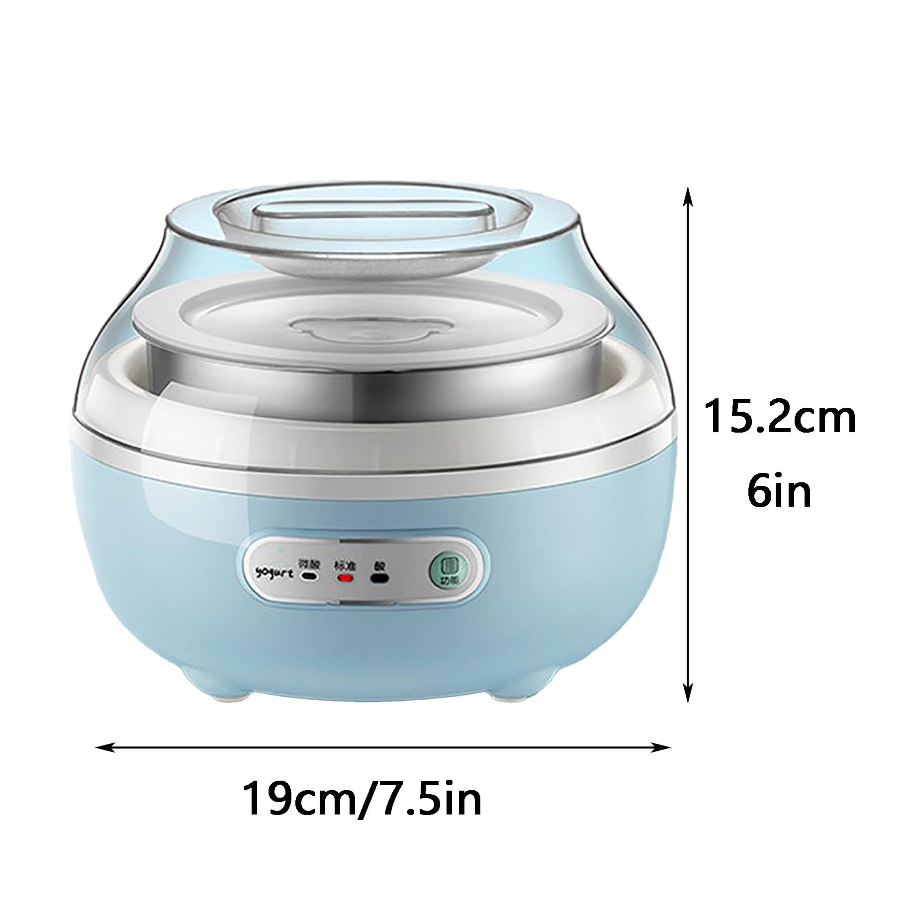 Yaourtière, Machine À Yaourt Automatique, Légère et Portable, avec Cuve Intérieure en Acier Inoxydable, Idéale pour Les Chambres D'étudiant et Les Petits Espaces
