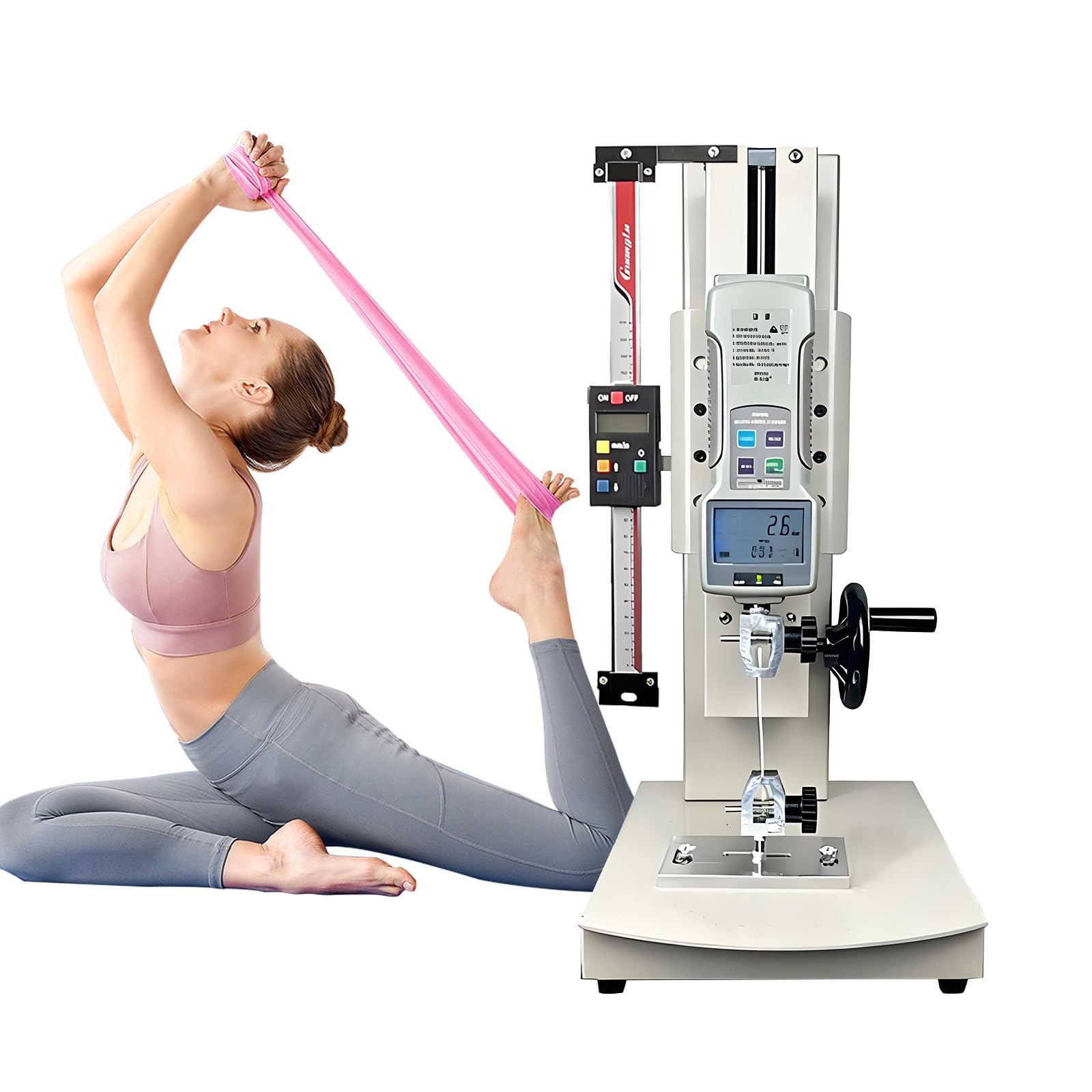 ROGHA Portable Tensile Testing Machine,Vertical Tester,Extended Hand-Cranked Vertical,300mm Travels Crank Vertical Tensile Test Bench for Textiles 200N-WithRuler