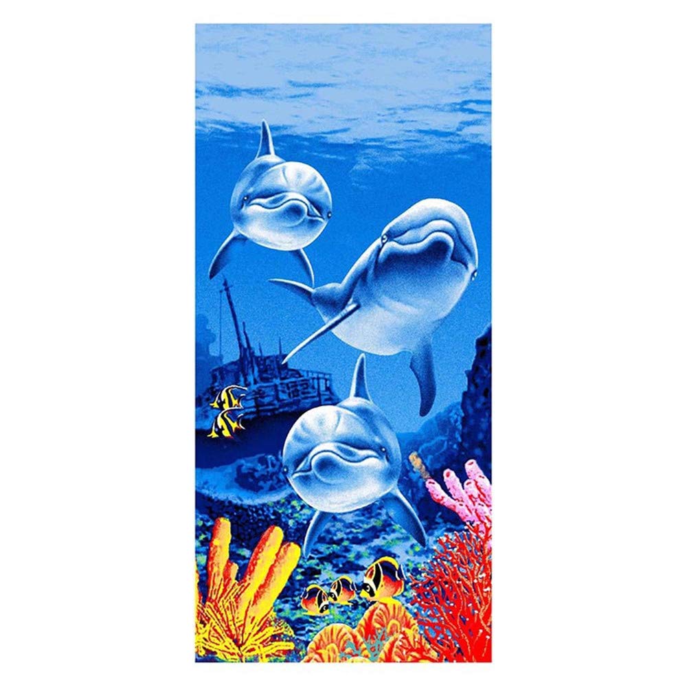 Stillshine. Serviette De Plage Enfant Fille Garçon Ado XL XXL Microfibre 3D Dauphin Lion De Mer Animal Océan Motif Très Grandes Serviette De Bain Voyage Piscine Couverture De Canapé Lit (150x200cm