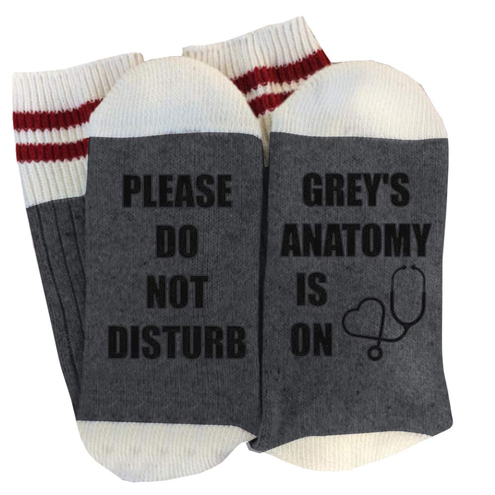 Womens Funny Socks Please Do Not Disturb Grey's Anatomy is on Novelty Crew Casual Socks, Greys Anatomy Socks Purple Deep Grey, One size