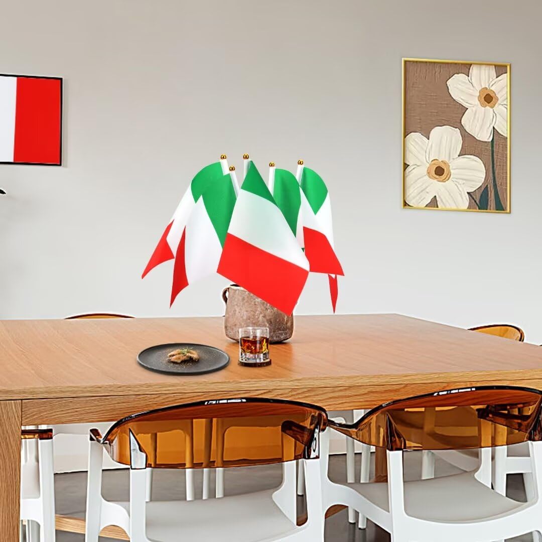 Bomtop 50 Pezzi Bandiera Italiana a Manovella 21 x 14 cm per Festa Nazionale, Eventi Sportivi, Decorazione Interna Esterna