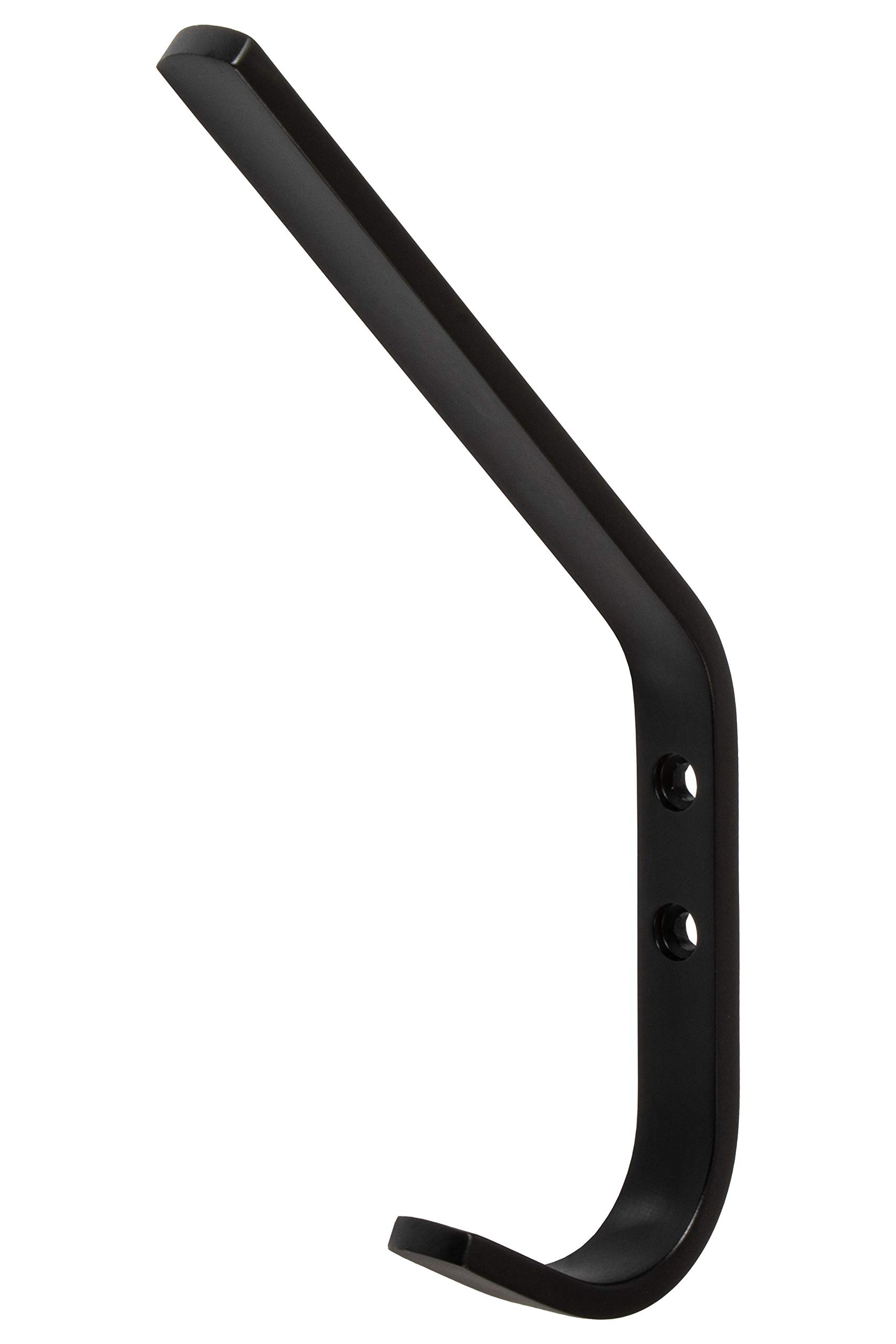 Gedotec Kleiderhaken | CORA groß | Haken 170 x 18 mm | 10 Stück | Garderobenhaken schwarz matt | Mantelhaken Stahl | Moderner Wandhaken Stahl massiv inkl. Befestigungsmaterial | Design Aufhängehaken