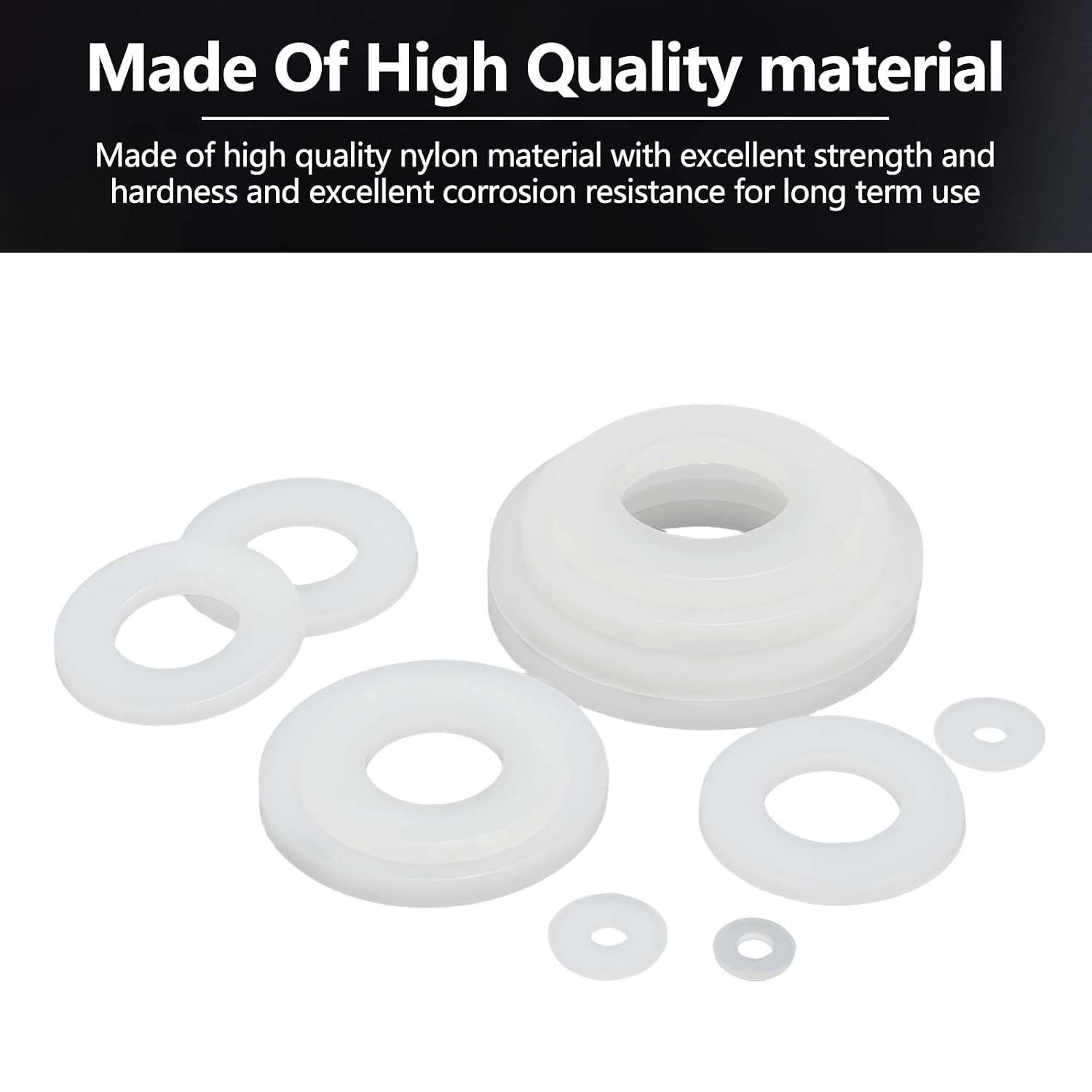 3989pcs White Flat Plastic Washers Spacers,36 Sizes White Nylon Flatwashers Assortment Kit,Countersunk Plastic Spacer Nylon Flat Washers Thickness Gasket Ring Hardware Tool Fastener for Screws M2-M24