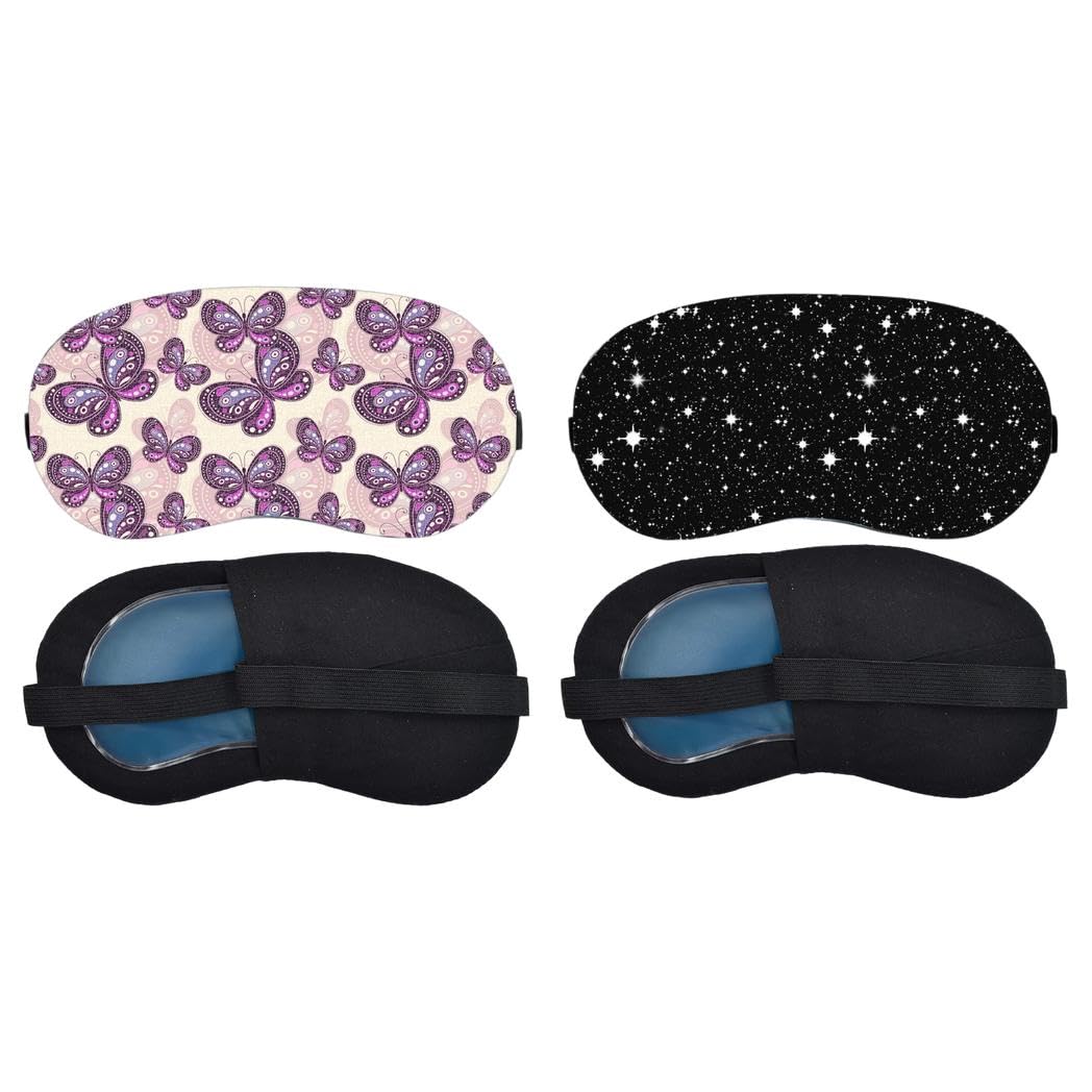 Aoxeria Lavender Butterfly Pattern, Starry Night Sky Sleeping Mask Combo, Soft Comfortable Light-Blocking Eye Cover for Women, Men & Kids, Reusable Blindfold for Night Sleep, Nap, Travel (Pack of 2)-image-31