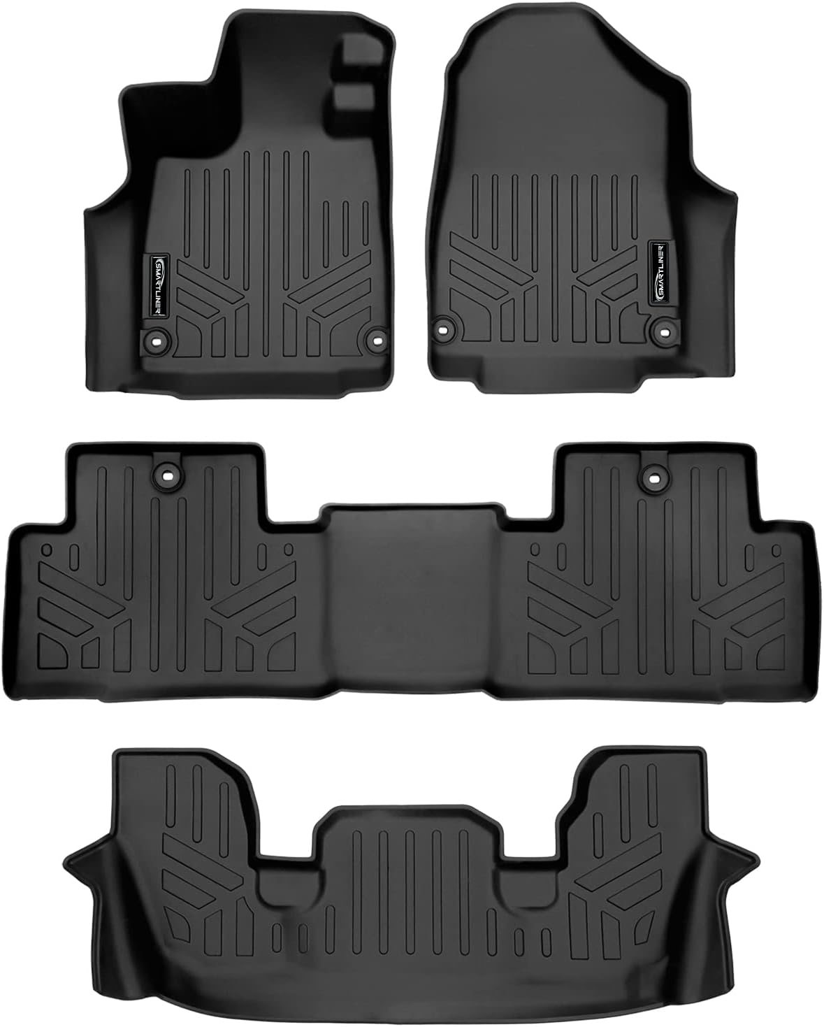 SMARTLINER Custom Fit All Weather Floor Mats 3 Row Liner Set Compatible with 2022-2025 Acura MDX