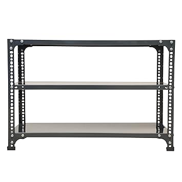 Mil-Nil Prime CRC Sheet 3 Shelf 24 Gauge Multipurpose Slotted Angle Rack | Adjustable Shelf Hight Rack for Home & Kitchen (24x36x12 Inch, 8.1 Kg, Grey) 16 Gauge Angles