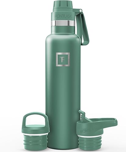 Miniatura 81 de IRON °FLASK Frasco de hidratación para acampar y senderismo con pajilla, botella de agua deportiva de acero inoxidable con aislamiento de boca Dark