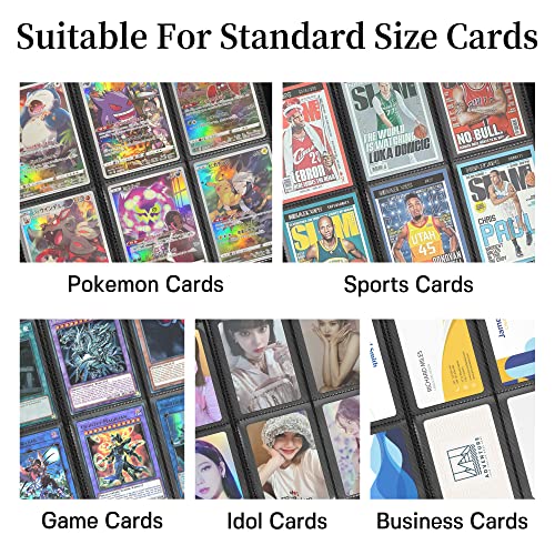 Homotte Trading Cards Binder, 9 Pocket Baseball Football Binder 360 Side Loading Trading Card Holder, Standard Size Card Organize Album For Pokemon Naruto Yugioh Mtg Dbz Sports Tcg(Black) #TOP4