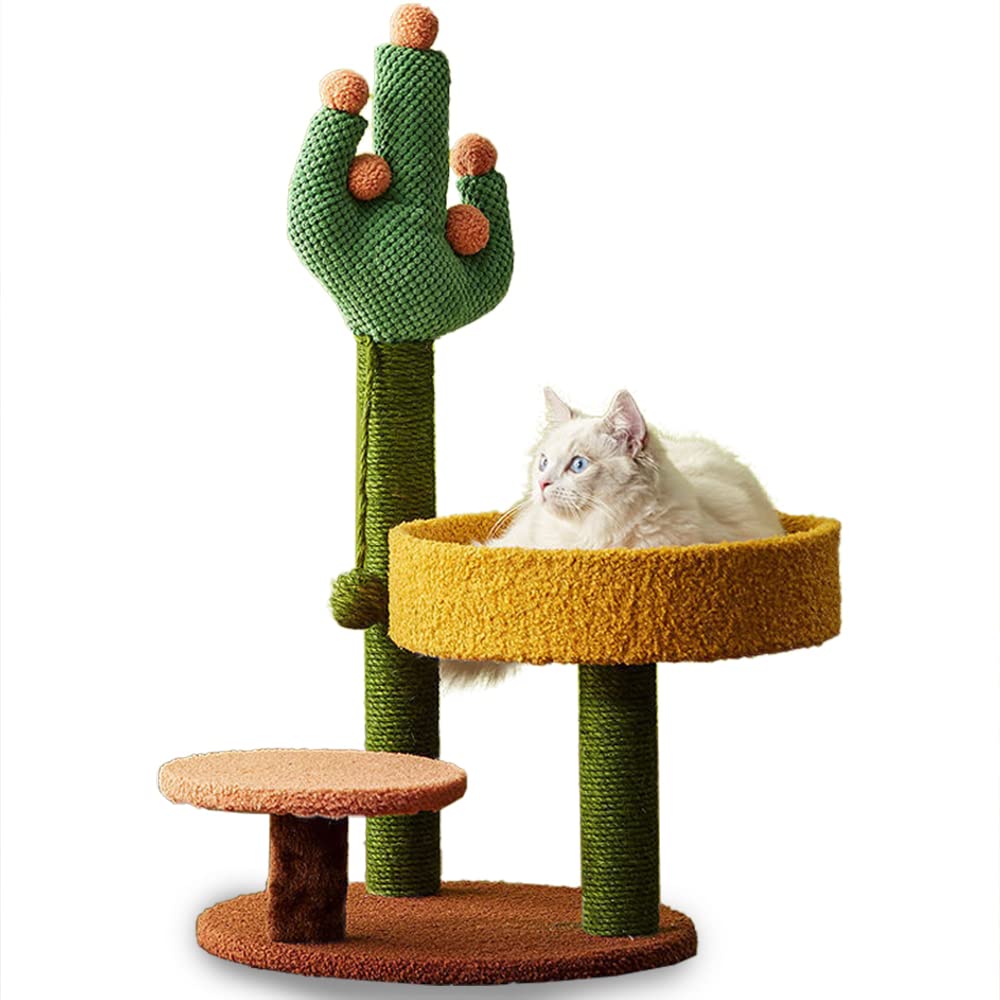 TOMVAES Cat Scratching Post,Cactus Cat Scratcher Kitten Scratch Pole with Natural Sisal Rope,with Dangling Balls,for Indoor Cats Claw Scratcher