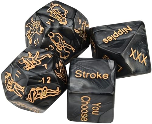 AmaMary Juego de dados sexuales, 4 piezas de dados sexuales negros para parejas, juego de dados para adultos, juegos de dados sexuales para adultos