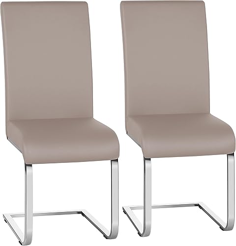 Miniatura 36 de Yaheetech Juego de 2 sillas de comedor modernas tapizadas de piel sintética con respaldo alto y patas metálicas cromadas para cocina, sala de estar,