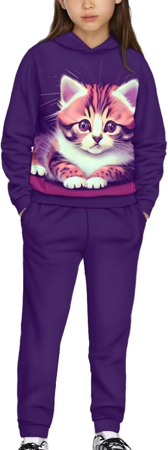 Kids Sweatsuits Hoodie Sweatshirts Sweatpants Sets, Boys Tracksuit Girls Jogger Set Youth Pullover Outfit