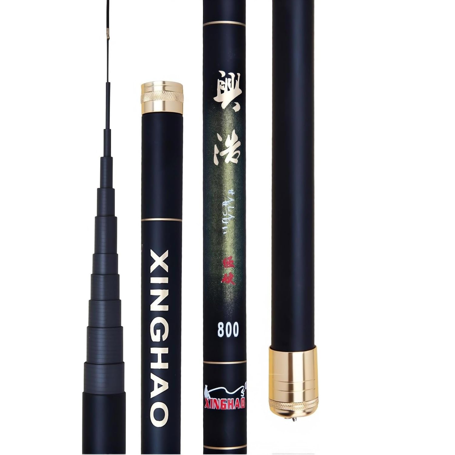 HUSHDML Telescopic Carbon Fishing Rod 8m to 12m Ultralight Super Stiff Chinese Hand-held fishing rods Suitable for Lakes, Reservoirs, Rivers and Ponds(12m)