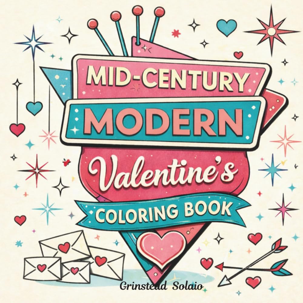 A Mid-Century Modern Valentine's Coloring Book
