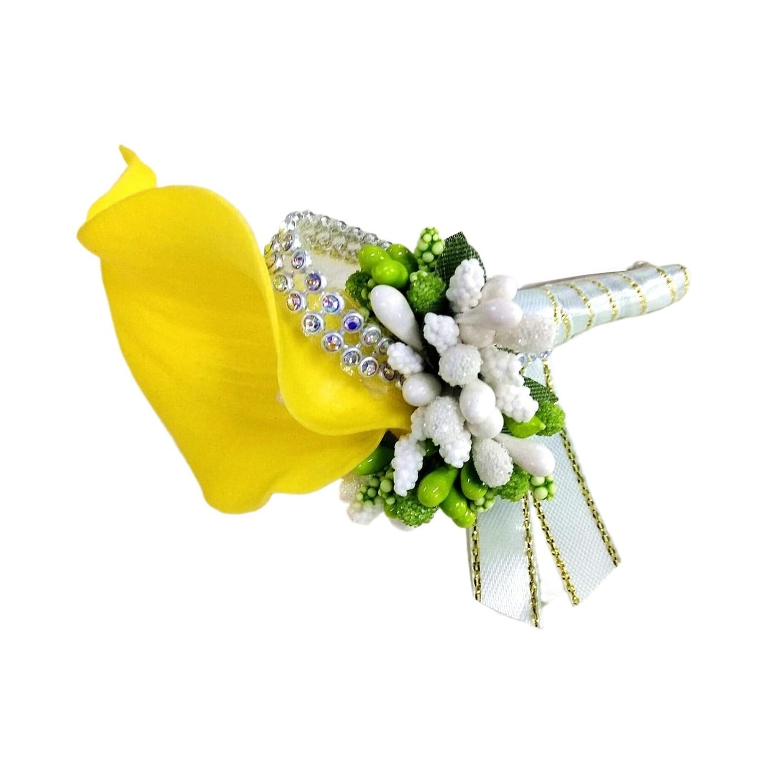 MQFBNNP Wedding boutonniere Boutonniere Wedding Corsage Pins Groom Buttonhole(Yellow)