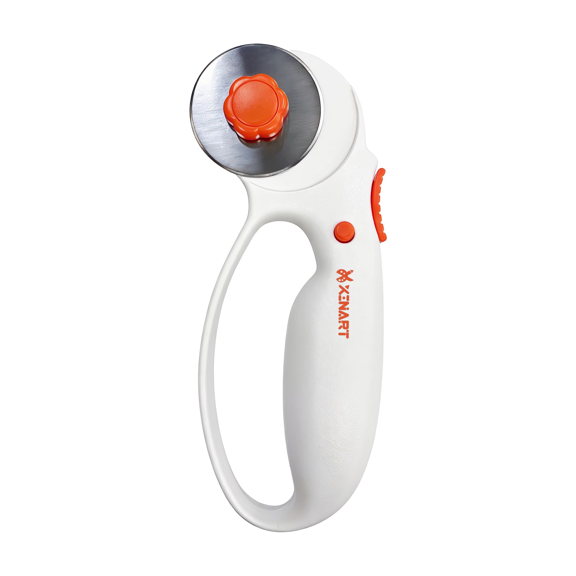 45 mm Rotary Cutter for Fabric Safety Lock Ergonomic Classic Comfort Loop Rotary Cutter for Fabric,Leather Crafts, Sewing, and Quilting Projects, SK7 Steel Blade -Orange — image 1